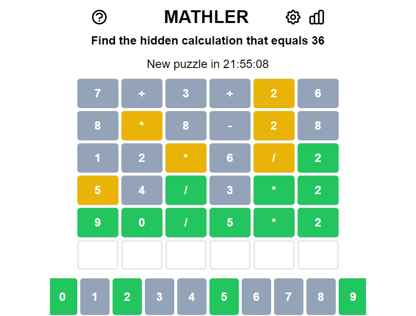 Play Mathler game on website
