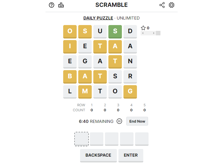 Play Scramble game on website