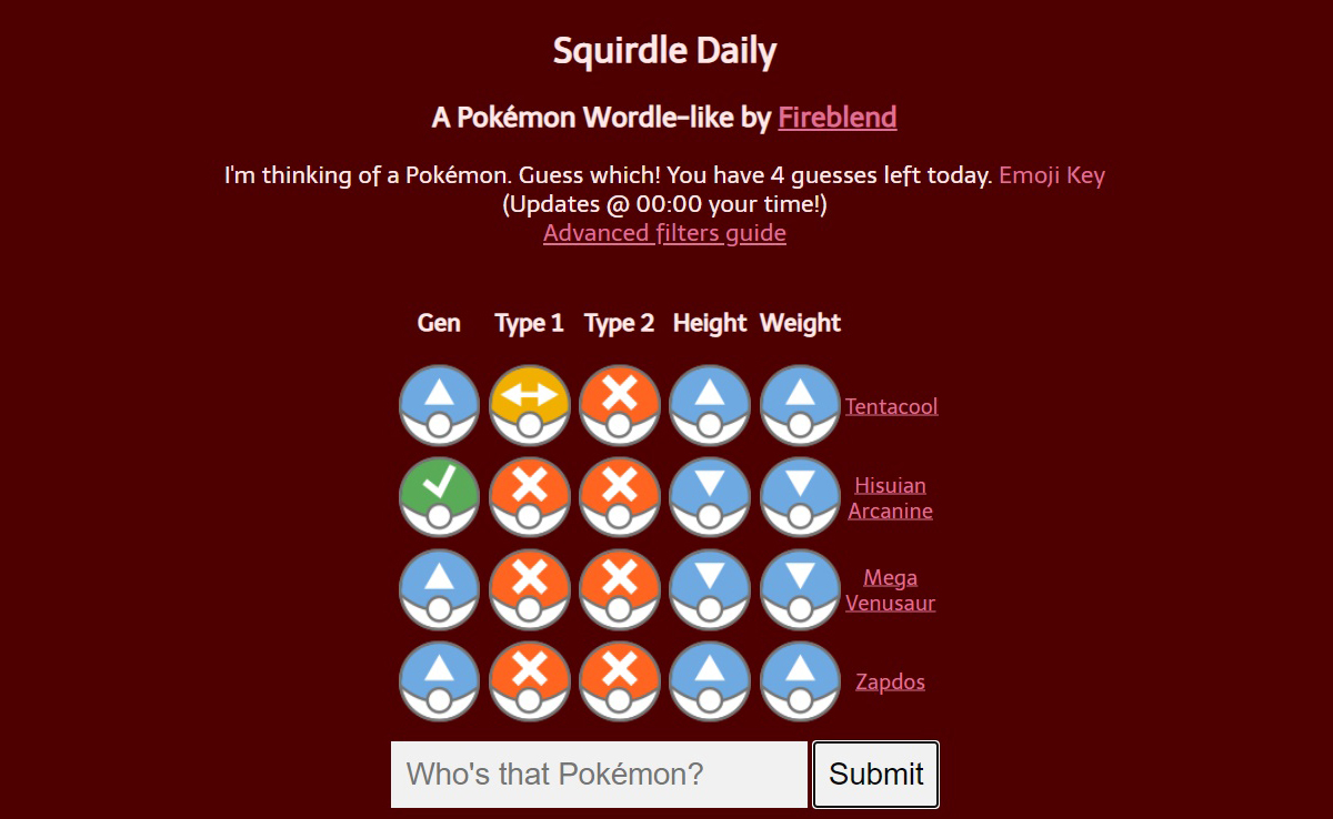 Play Squirdle game on website